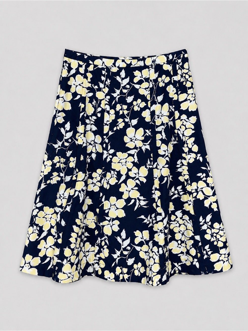 Vintage Womens Dark Floral Midi Skirt Size 16 Cottage Coastal Euro Summer Beach